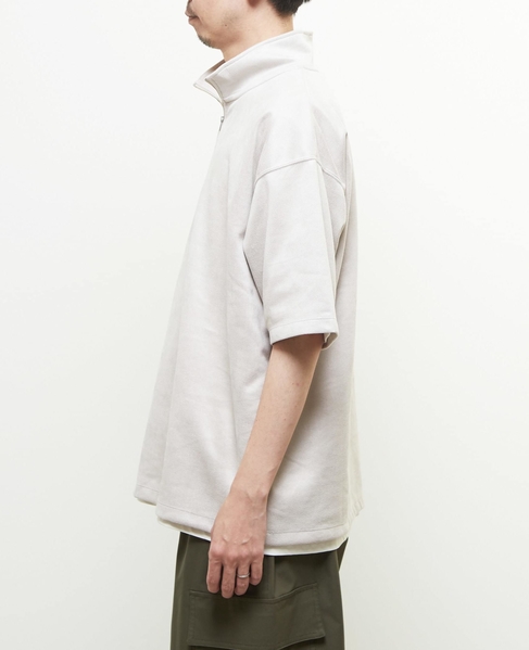 【MASTER FRAME/マスターフレーム】フェイクスエード ZIPスタンドTシャツ 詳細画像 グレージュ 3