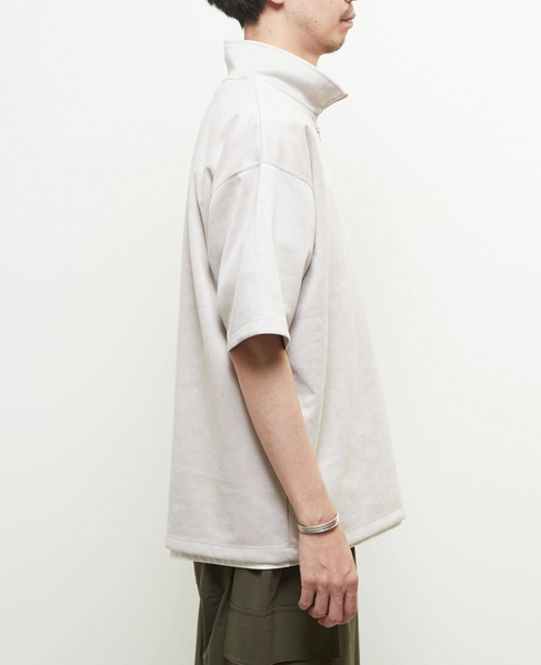 【MASTER FRAME/マスターフレーム】フェイクスエード ZIPスタンドTシャツ 詳細画像 グレージュ 5