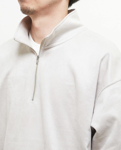 【MASTER FRAME/マスターフレーム】フェイクスエード ZIPスタンドTシャツ 詳細画像 グレージュ 6