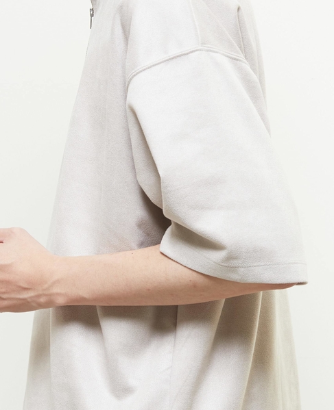 【MASTER FRAME/マスターフレーム】フェイクスエード ZIPスタンドTシャツ 詳細画像 グレージュ 7