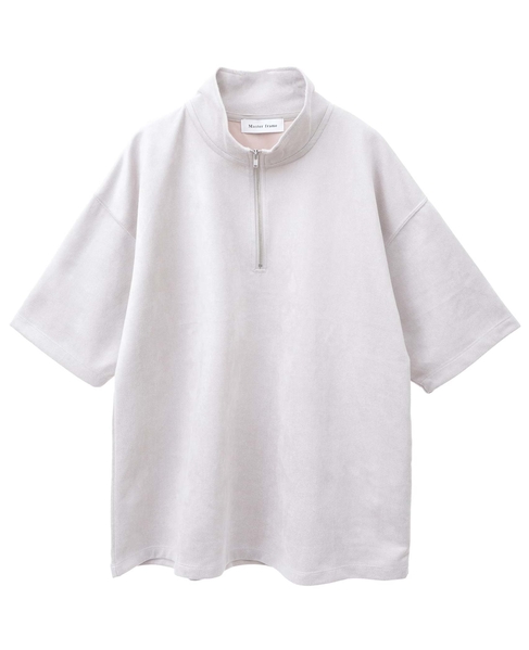 【MASTER FRAME/マスターフレーム】フェイクスエード ZIPスタンドTシャツ 詳細画像 グレージュ 8