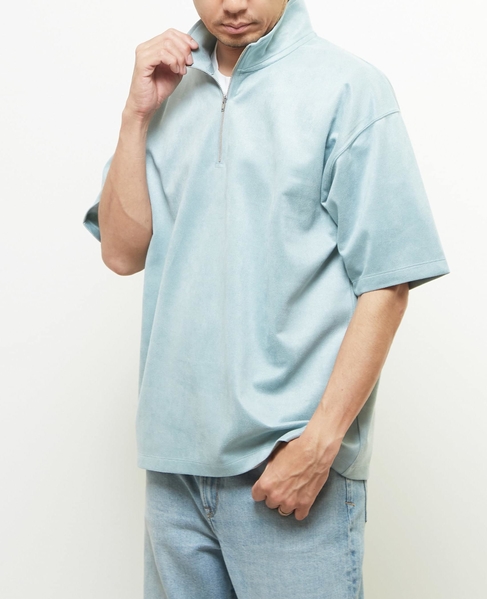 【MASTER FRAME/マスターフレーム】フェイクスエード ZIPスタンドTシャツ 詳細画像 ミント 1