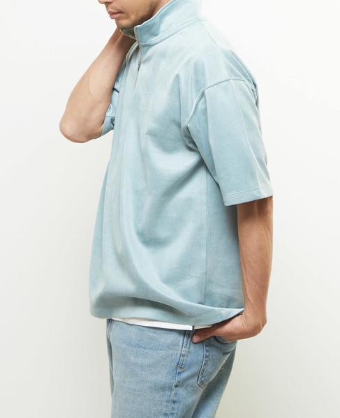 【MASTER FRAME/マスターフレーム】フェイクスエード ZIPスタンドTシャツ 詳細画像 ミント 3