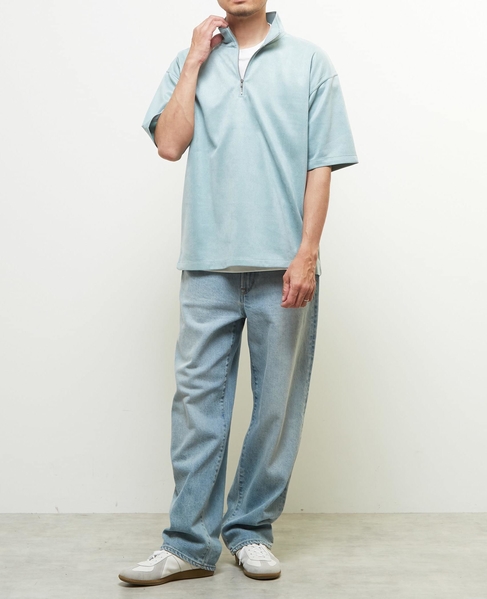 【MASTER FRAME/マスターフレーム】フェイクスエード ZIPスタンドTシャツ 詳細画像 ミント 4