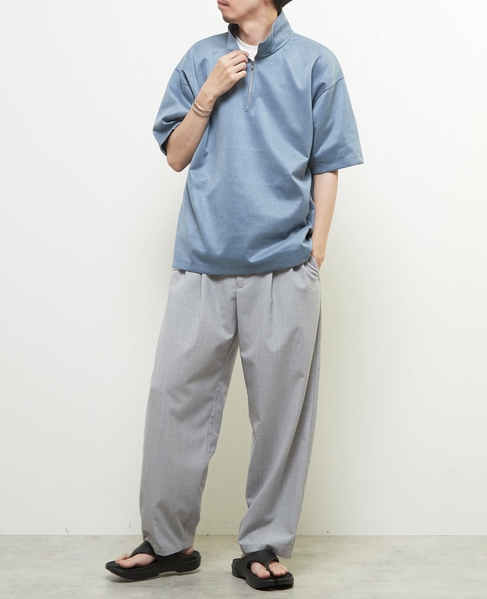 【MASTER FRAME/マスターフレーム】フェイクスエード ZIPスタンドTシャツ 詳細画像 ブルー 5