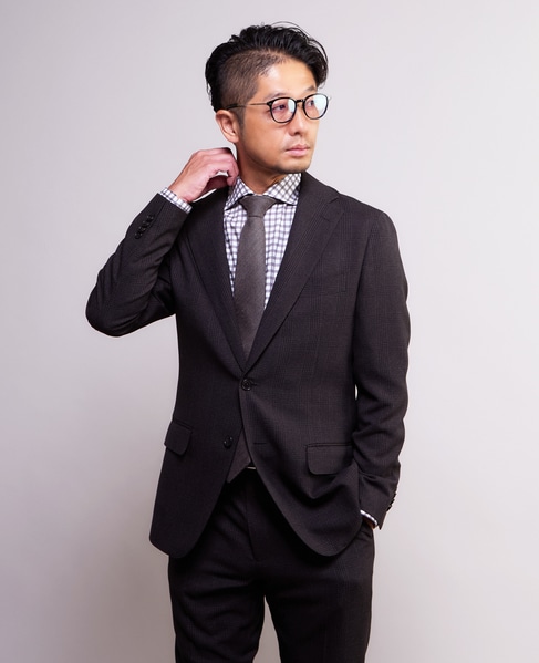 グレンチェック ウォッシャブルスーツ | 防シワ / ストレッチ 詳細画像 ブラウン 2