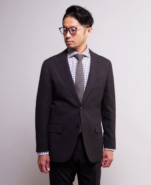 グレンチェック ウォッシャブルスーツ | 防シワ / ストレッチ 詳細画像 ブラウン 4