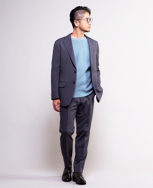 ソラーロヘリンボーン/ウィンドペン ウォッシャブルスーツ | 防シワ / ストレッチ 詳細画像 グレー 30