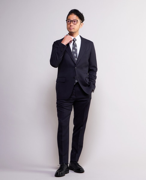 ソラーロヘリンボーン/ウィンドペン ウォッシャブルスーツ | 防シワ / ストレッチ 詳細画像 ネイビー 1