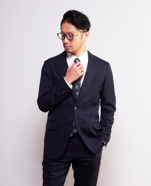 ソラーロヘリンボーン/ウィンドペン ウォッシャブルスーツ | 防シワ / ストレッチ 詳細画像 ネイビー 3