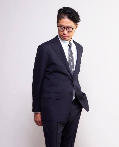 ソラーロヘリンボーン/ウィンドペン ウォッシャブルスーツ | 防シワ / ストレッチ 詳細画像 ネイビー 4