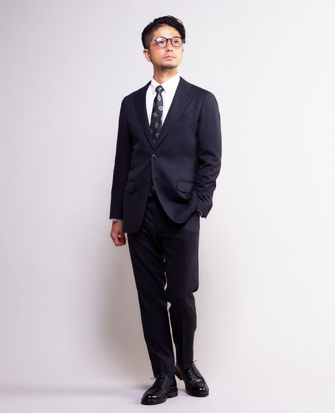 ソラーロヘリンボーン/ウィンドペン ウォッシャブルスーツ | 防シワ / ストレッチ 詳細画像 ネイビー 8