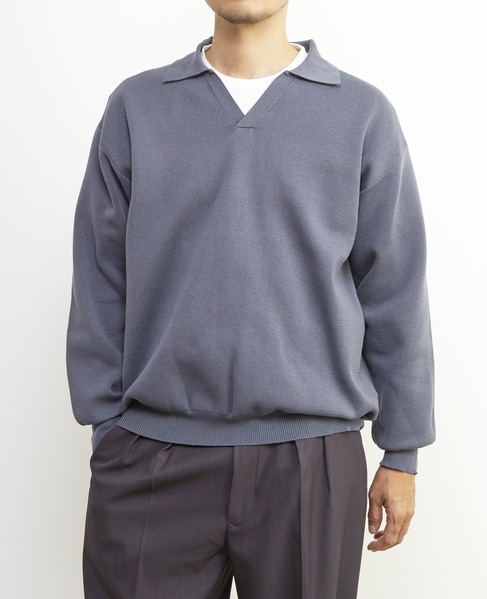 【MASTER FRAME/マスターフレーム】エステルミラノリブスキッパーポロ 詳細画像 ブルーグレー 1