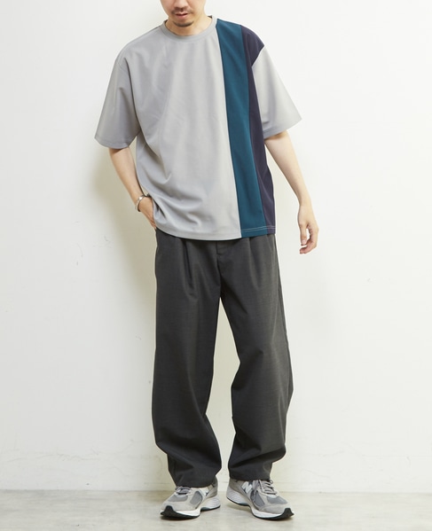 【MASTER FRAME/マスターフレーム】ジョーゼットパネルストライプTシャツ 詳細画像 グレー 10