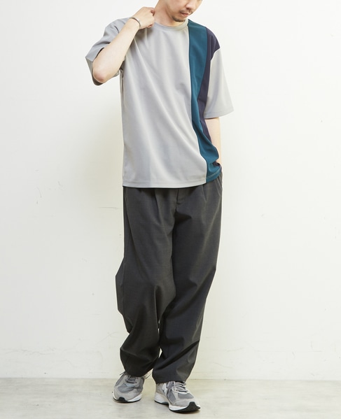 【MASTER FRAME/マスターフレーム】ジョーゼットパネルストライプTシャツ 詳細画像 グレー 11