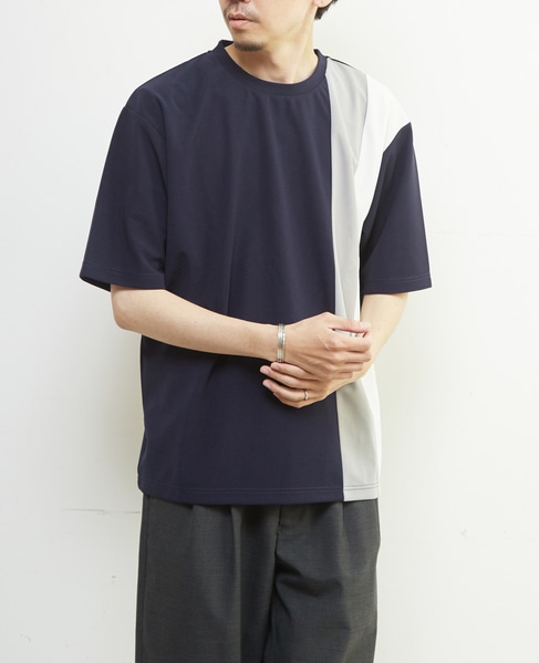 【MASTER FRAME/マスターフレーム】ジョーゼットパネルストライプTシャツ 詳細画像 グレー 12