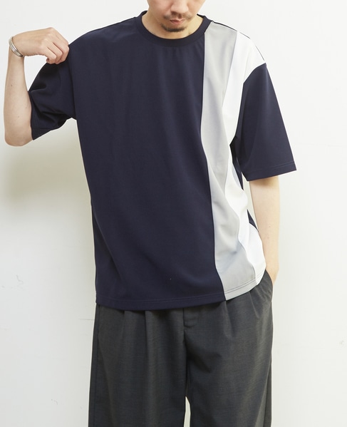 【MASTER FRAME/マスターフレーム】ジョーゼットパネルストライプTシャツ 詳細画像 グレー 13