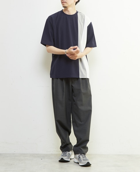 【MASTER FRAME/マスターフレーム】ジョーゼットパネルストライプTシャツ 詳細画像 グレー 16