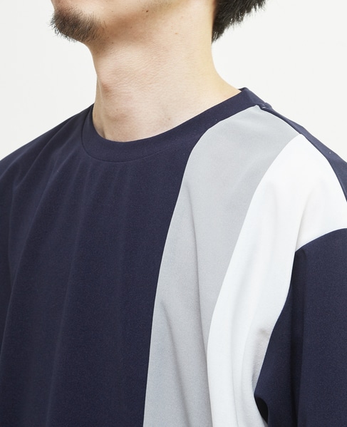 【MASTER FRAME/マスターフレーム】ジョーゼットパネルストライプTシャツ 詳細画像 グレー 6