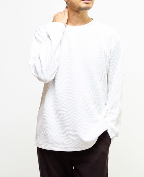 【MASTER FRAME/マスターフレーム】ブリスタージャガード長袖クルーネックTシャツ 詳細画像 ホワイト 1