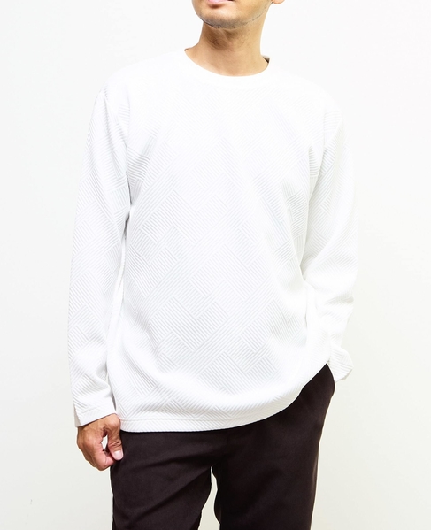 【MASTER FRAME/マスターフレーム】ブリスタージャガード長袖クルーネックTシャツ 詳細画像 ホワイト 12