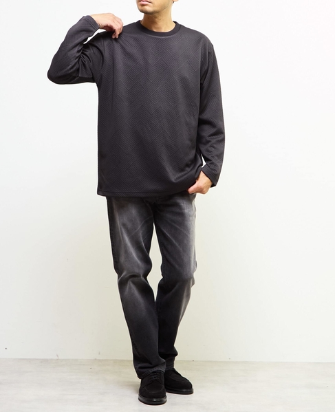 【MASTER FRAME/マスターフレーム】ブリスタージャガード長袖クルーネックTシャツ 詳細画像 ブラック 5