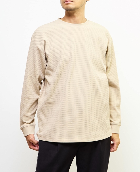【MASTER FRAME/マスターフレーム】エステルワッフル長袖クルーネックTシャツ 詳細画像 ベージュ 14