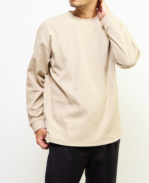 【MASTER FRAME/マスターフレーム】エステルワッフル長袖クルーネックTシャツ 詳細画像 ベージュ 15