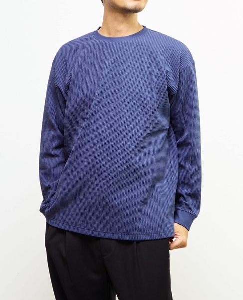 【MASTER FRAME/マスターフレーム】エステルワッフル長袖クルーネックTシャツ 詳細画像 ブルー 1