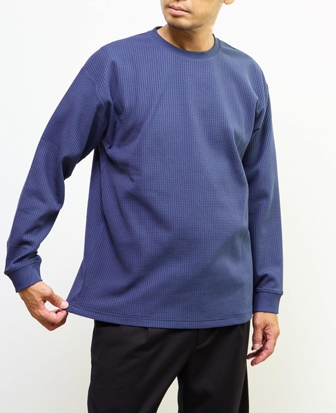 【MASTER FRAME/マスターフレーム】エステルワッフル長袖クルーネックTシャツ 詳細画像 ブルー 2