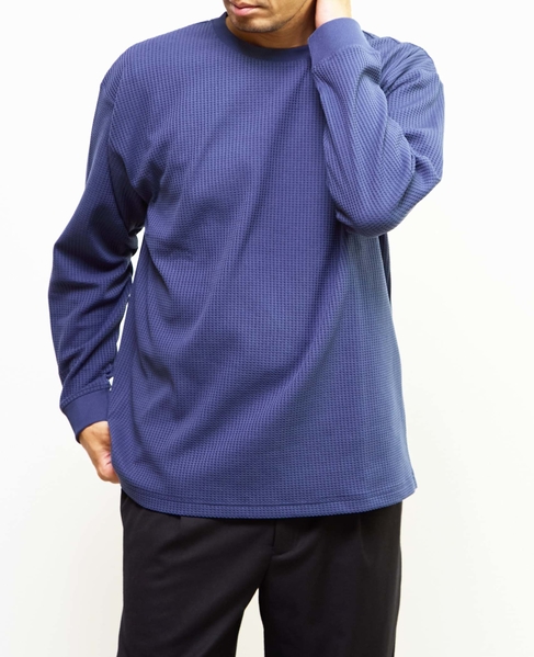 【MASTER FRAME/マスターフレーム】エステルワッフル長袖クルーネックTシャツ 詳細画像 ブルー 3