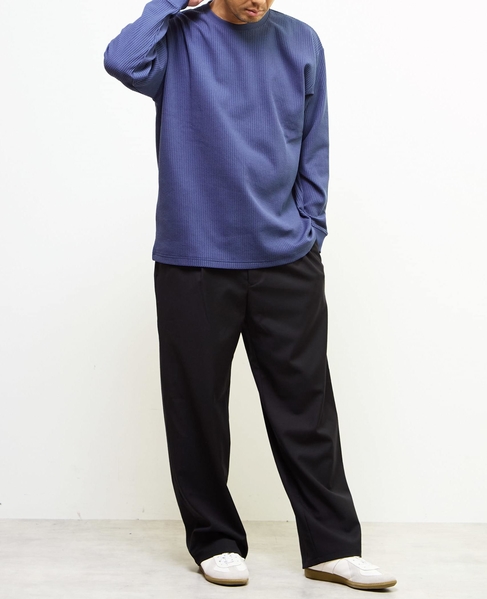 【MASTER FRAME/マスターフレーム】エステルワッフル長袖クルーネックTシャツ 詳細画像 ブルー 4