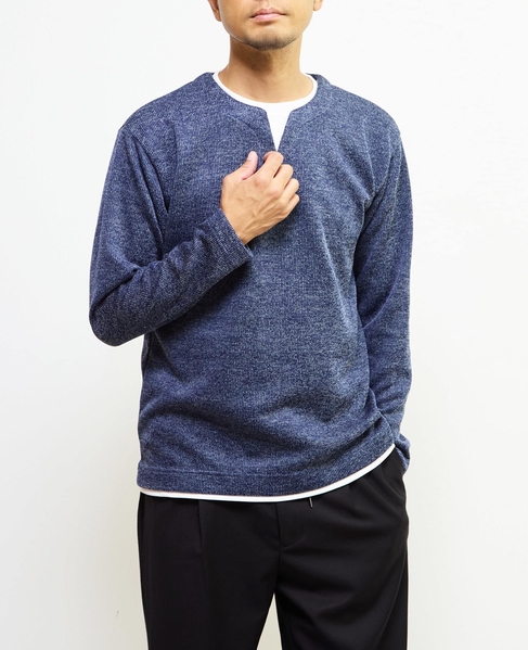 【MASTER FRAME/マスターフレーム】サカリバフェイクレイヤードキーネックTシャツ 詳細画像 ブルー 12