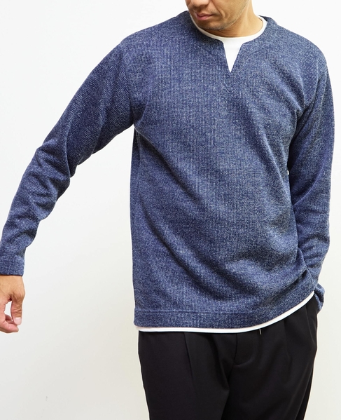 【MASTER FRAME/マスターフレーム】サカリバフェイクレイヤードキーネックTシャツ 詳細画像 ブルー 13