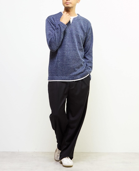 【MASTER FRAME/マスターフレーム】サカリバフェイクレイヤードキーネックTシャツ 詳細画像 ブルー 14