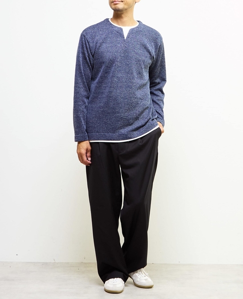 【MASTER FRAME/マスターフレーム】サカリバフェイクレイヤードキーネックTシャツ 詳細画像 ブルー 15