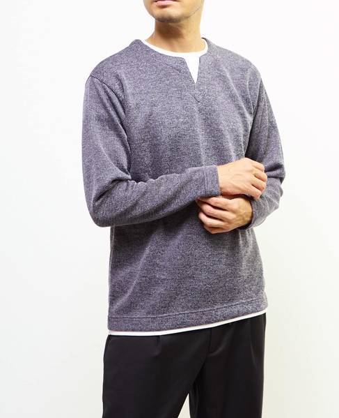 【MASTER FRAME/マスターフレーム】サカリバフェイクレイヤードキーネックTシャツ 詳細画像 ブルー 16