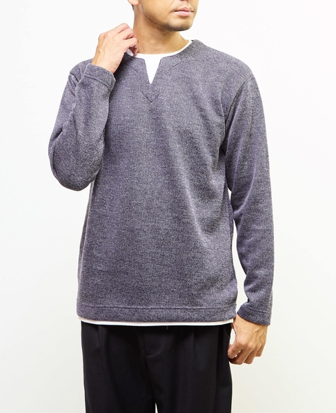 【MASTER FRAME/マスターフレーム】サカリバフェイクレイヤードキーネックTシャツ 詳細画像 ブルー 17