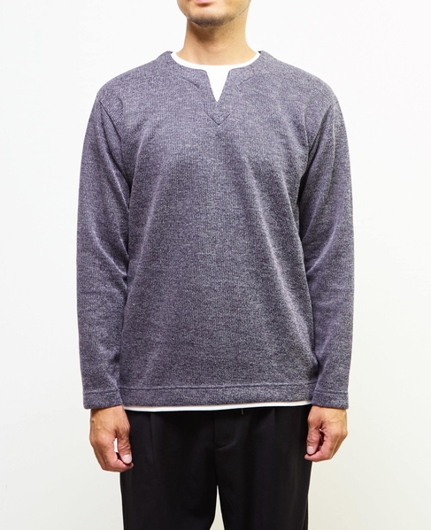 【MASTER FRAME/マスターフレーム】サカリバフェイクレイヤードキーネックTシャツ 詳細画像 ブルー 2