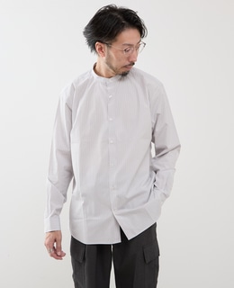 カラードストライプバンドカラーシャツ