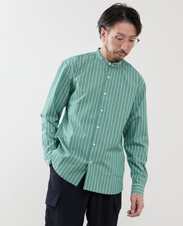 カラードストライプバンドカラーシャツ