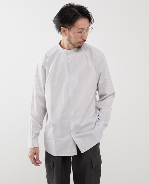 カラードストライプバンドカラーシャツ 詳細画像 ライトグレー 1