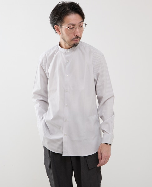 カラードストライプバンドカラーシャツ 詳細画像 ライトグレー 10