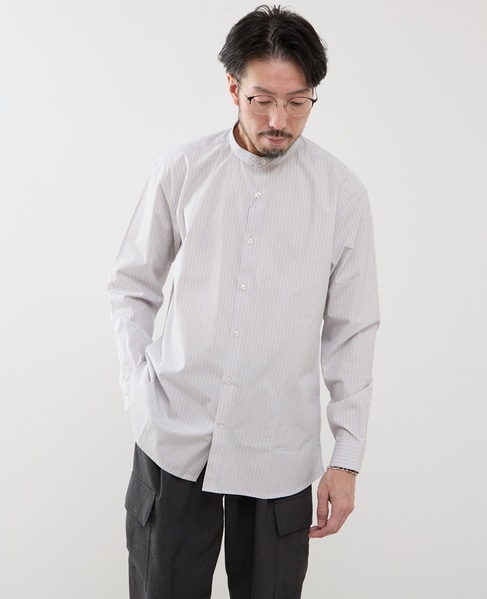 カラードストライプバンドカラーシャツ 詳細画像 ライトグレー 11