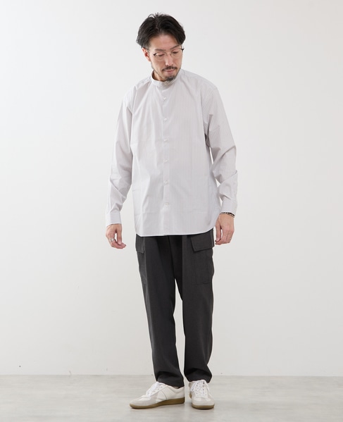 カラードストライプバンドカラーシャツ 詳細画像 ライトグレー 12