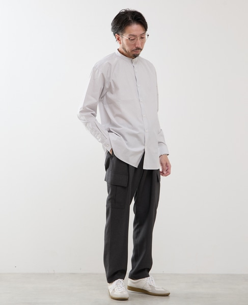 カラードストライプバンドカラーシャツ 詳細画像 ライトグレー 13