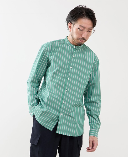 カラードストライプバンドカラーシャツ 詳細画像 ライトグレー 16