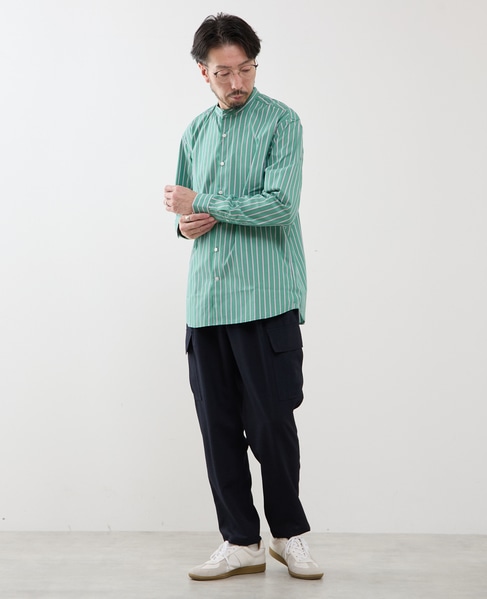カラードストライプバンドカラーシャツ 詳細画像 ライトグレー 17