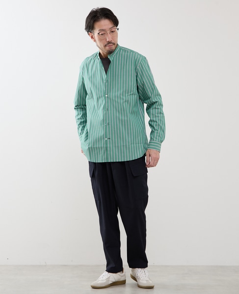 カラードストライプバンドカラーシャツ 詳細画像 ライトグレー 18
