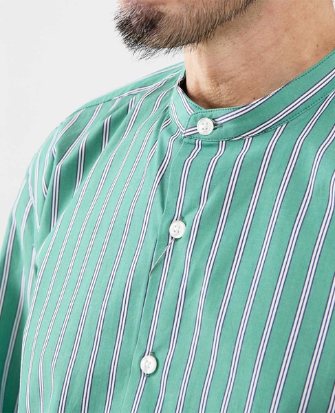 カラードストライプバンドカラーシャツ 詳細画像 ライトグレー 5